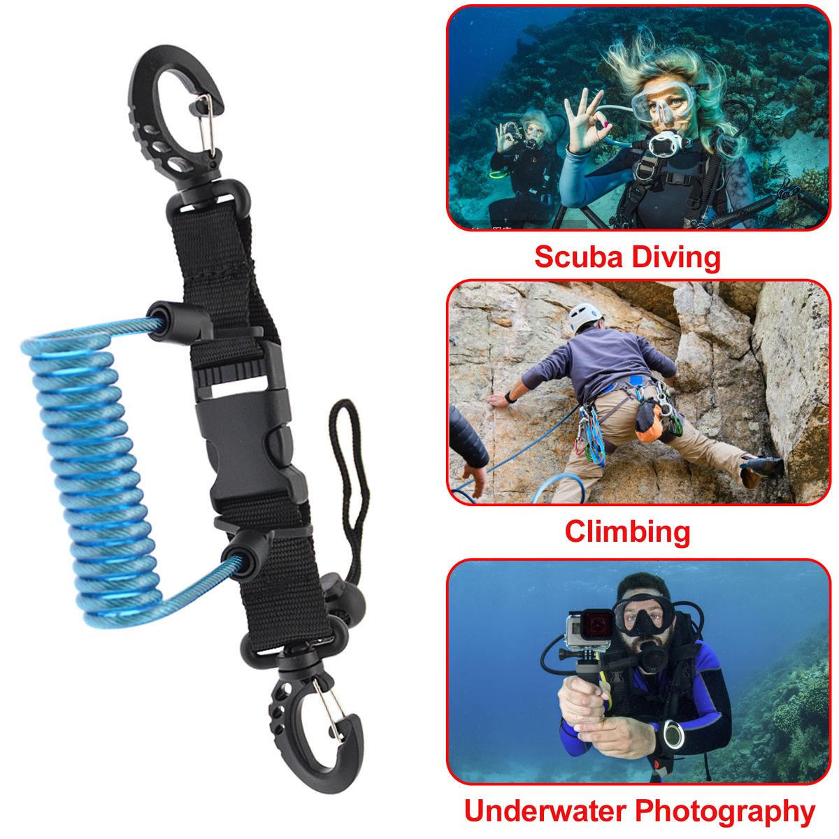 Spiral Coil Cable Anti-lost Camera Flashlights Safety Leash