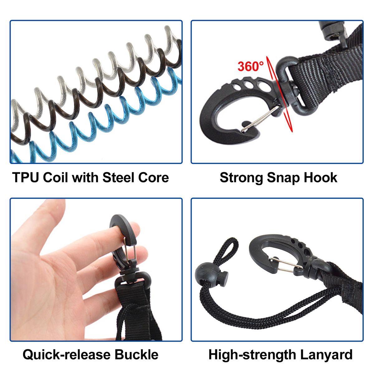 Spiral Coil Cable Anti-lost Camera Flashlights Safety Leash