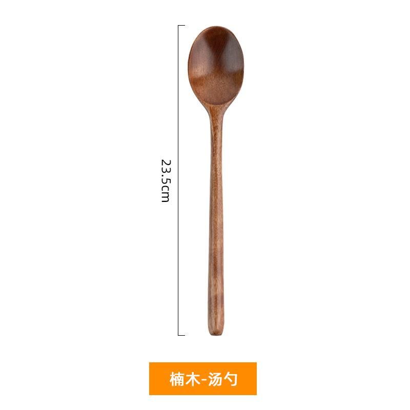 Japanese-style wooden small spoon children's soup spoon long-handled ice cream spoon jam watermelon milk coffee stirring wooden spoon Large paint color