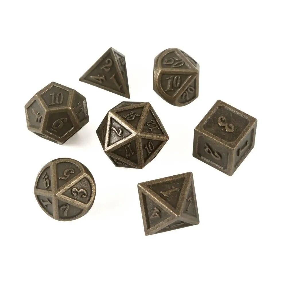 Ancient bronze metal dice Dnd dice set dados rpg  dobbelstenen dados rol polyhedral dices  d4 d6 d8 d10 d12 d20
