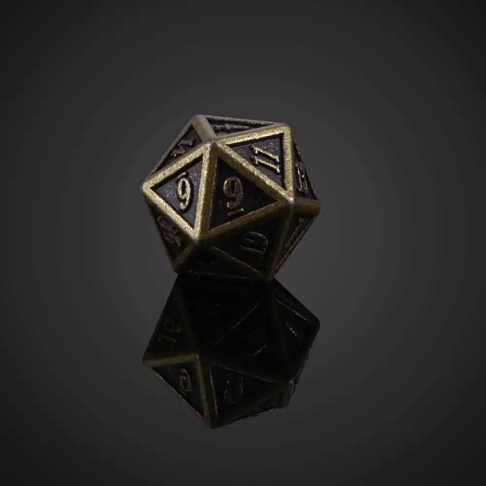 Ancient bronze metal dice Dnd dice set dados rpg  dobbelstenen dados rol polyhedral dices  d4 d6 d8 d10 d12 d20