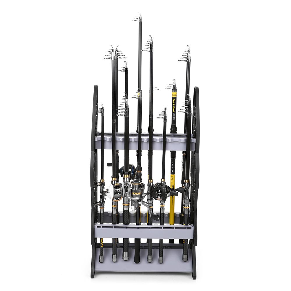 Fish Shape 16 Fishing Rod Holder Storage Rack Compact