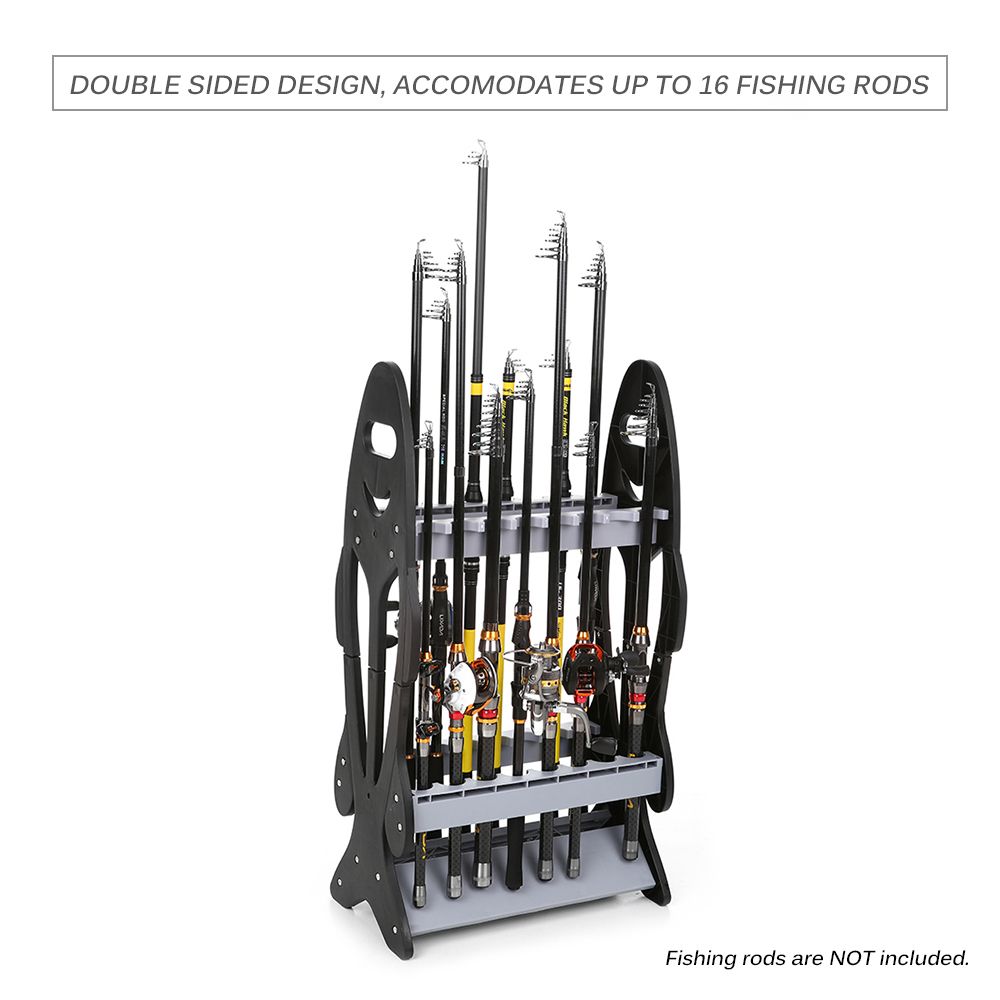 Fish Shape 16 Fishing Rod Holder Storage Rack Compact