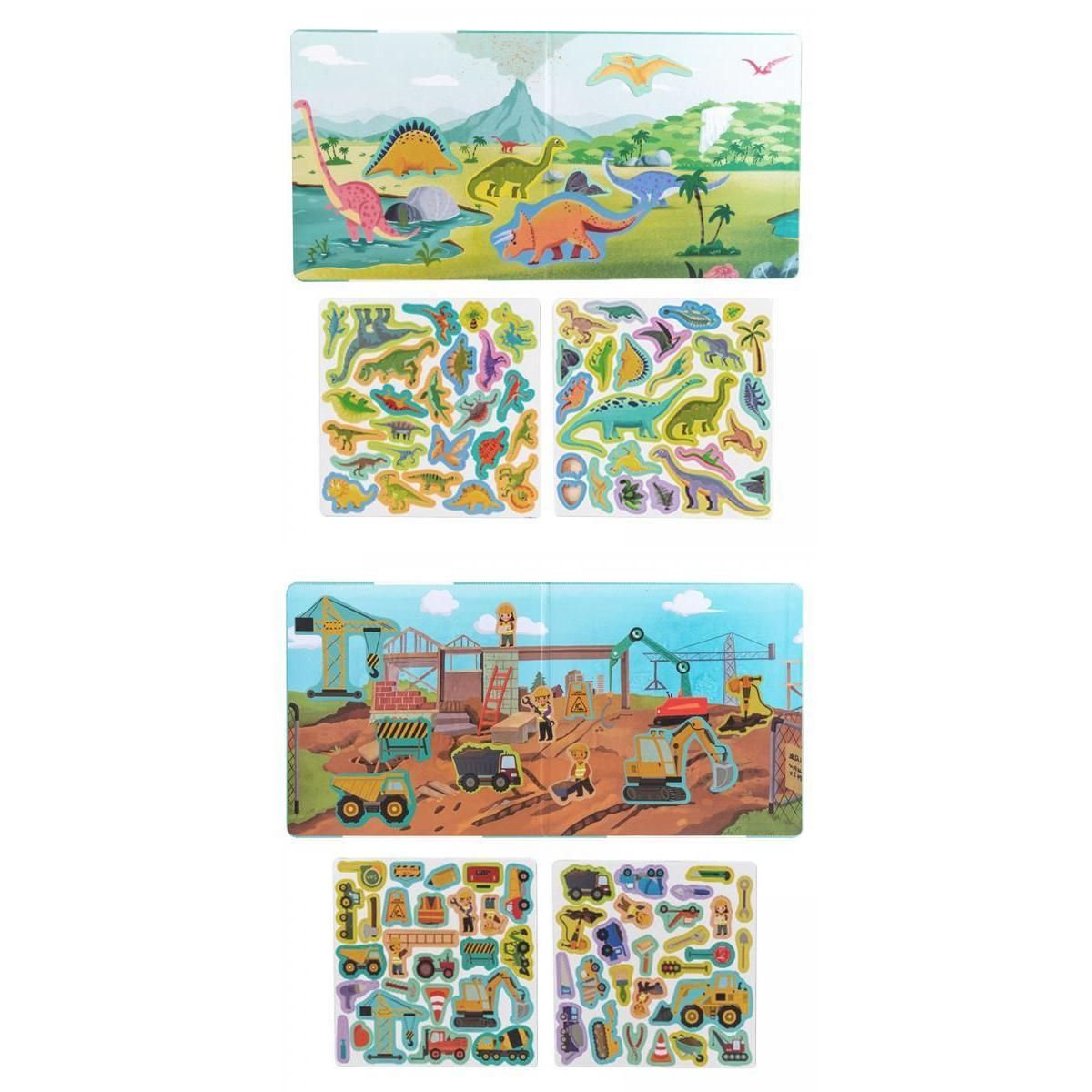 Set Of 2 Cartoon Puzzle  Children  Dinosaur & Construction Scene For