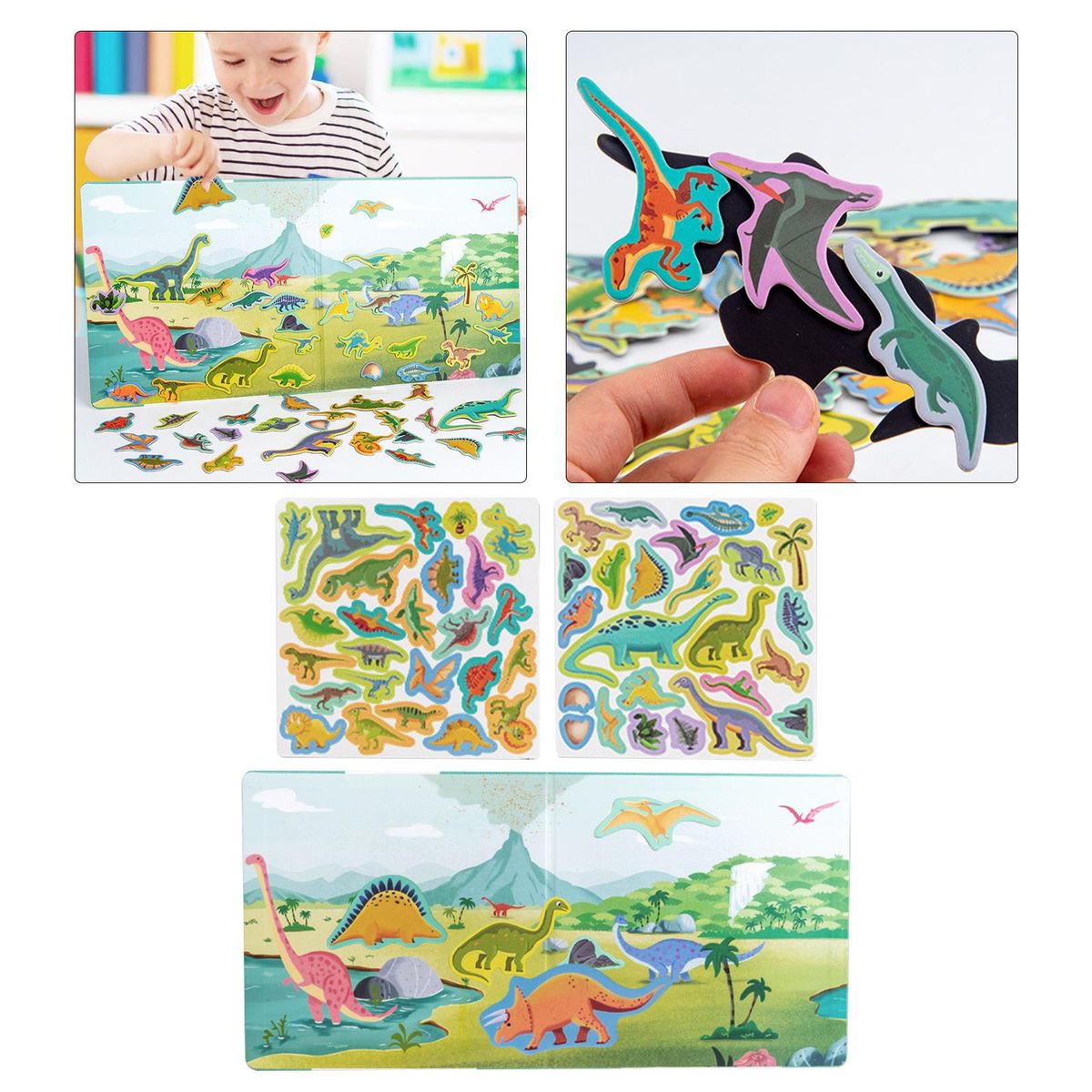 Set Of 2 Cartoon Puzzle  Children  Dinosaur & Construction Scene For