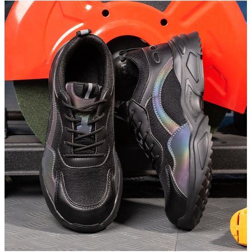 Men's Safety Shoes Steel Toe Work Boots Non-slip Sole Breathable Safety -Black