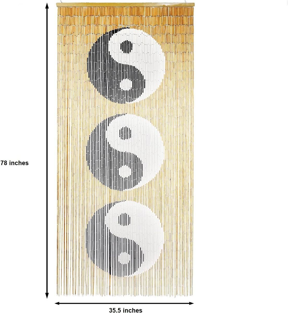 TACHILC Ying Yang Bamboo Bead Curtain, Doorway Hanging