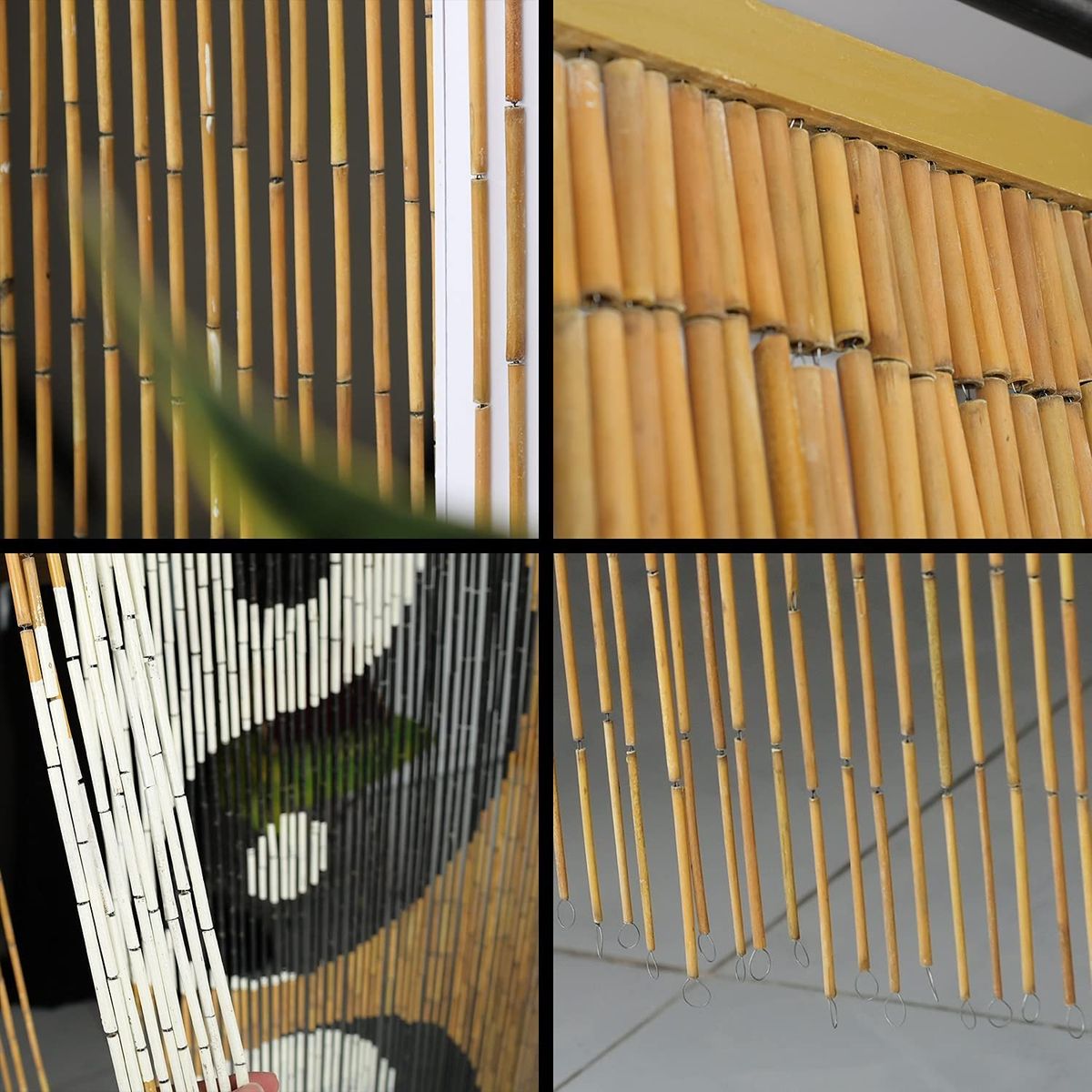 TACHILC Ying Yang Bamboo Bead Curtain, Doorway Hanging