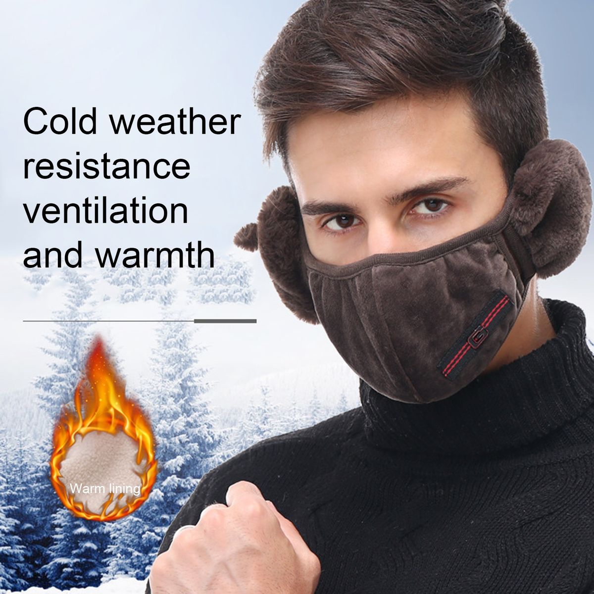 Cartoon Autumn Winter Earmuffs Men Women 2 In 1 Warm Mask E