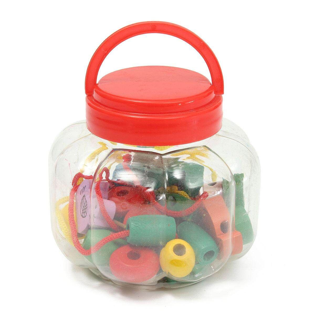 Educational Toy Children's Educational Toys Wooden Beaded Pumpkin Bucket Colored Animal Shape Cartoon Beaded Toy 2CM To 3.8CM Brown {even Code}