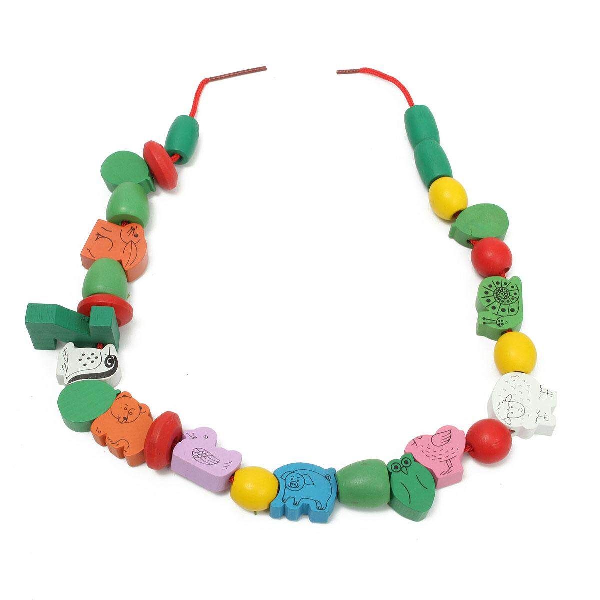 Educational Toy Children's Educational Toys Wooden Beaded Pumpkin Bucket Colored Animal Shape Cartoon Beaded Toy 2CM To 3.8CM Brown {even Code}