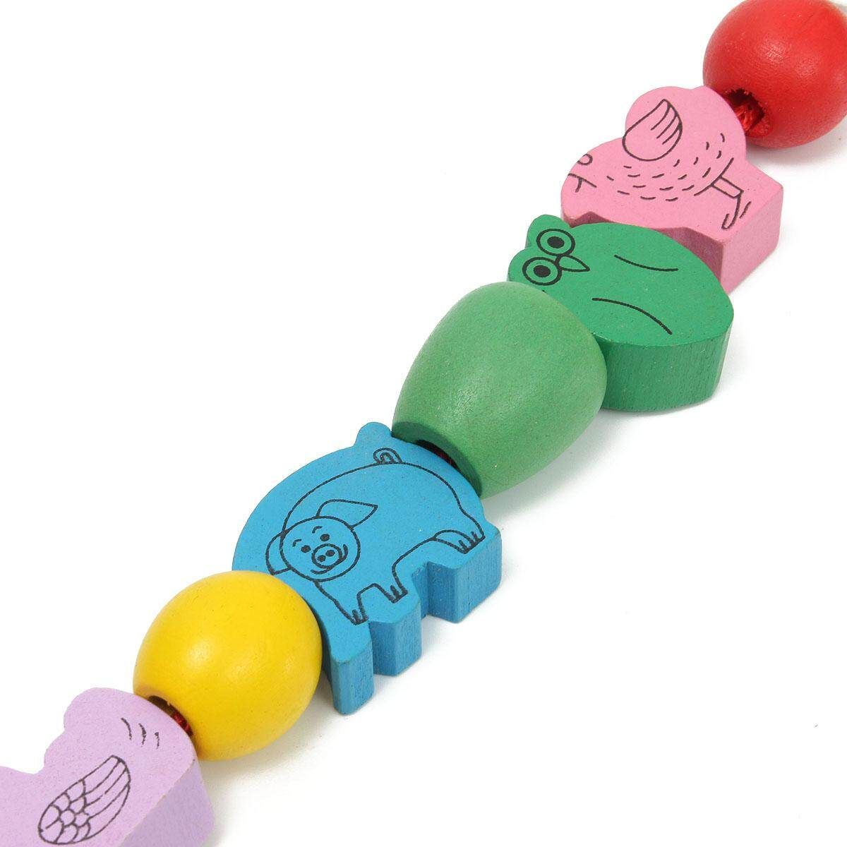 Educational Toy Children's Educational Toys Wooden Beaded Pumpkin Bucket Colored Animal Shape Cartoon Beaded Toy 2CM To 3.8CM Brown {even Code}