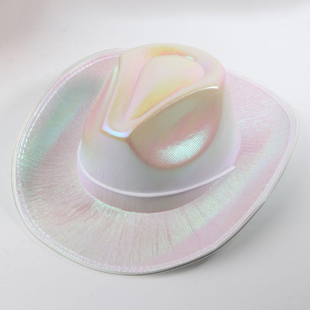 Western Cowboy Hat Halloween Holographic LED Light Jazz Hat White