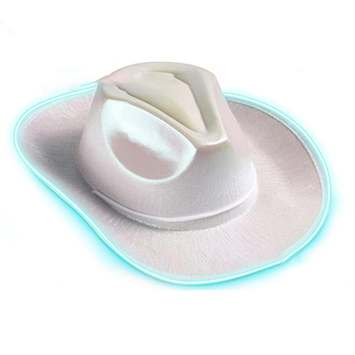 Western Cowboy Hat Halloween Holographic LED Light Jazz Hat White