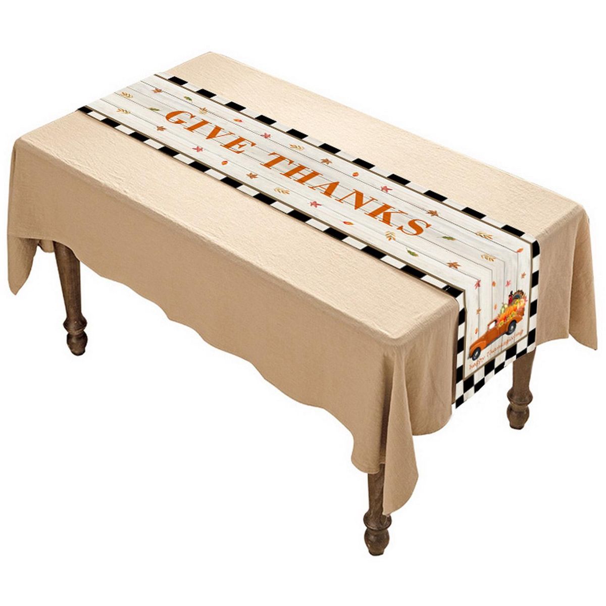 Table Cloth Maple Leaves Pumpkins Halloween Table Runner