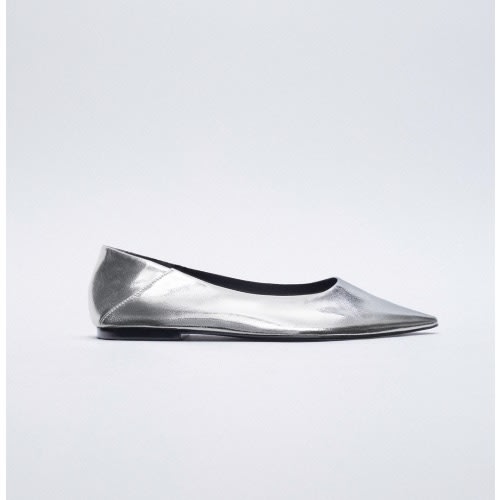 Silver Pointed Toe Soft Flat Shoes