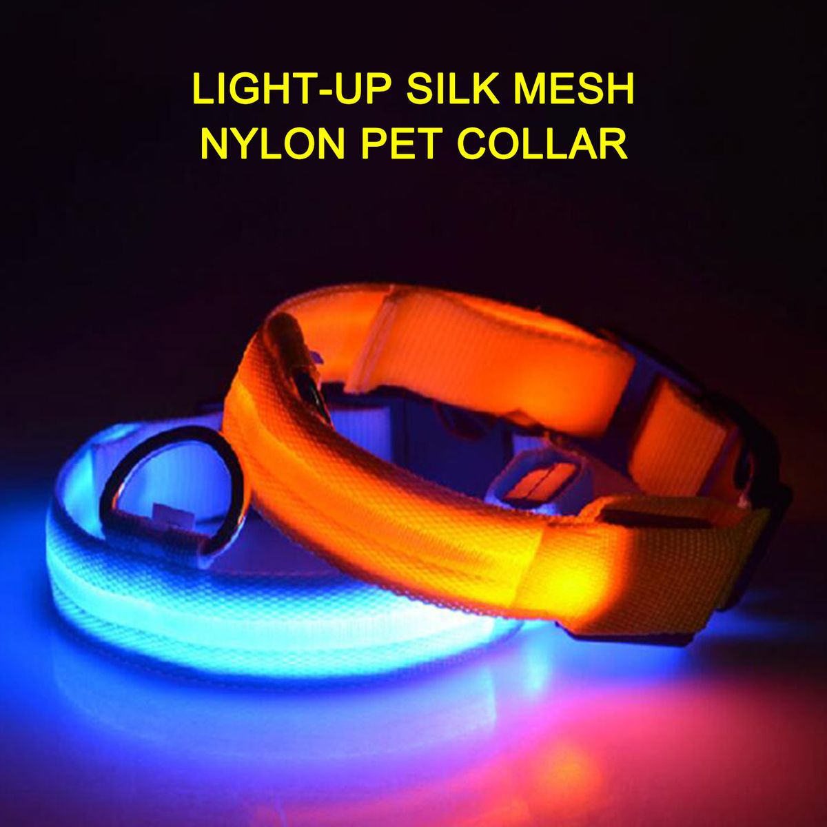 Pet Light Up LED Collar Dog Leash, Silk Mesh Nylon