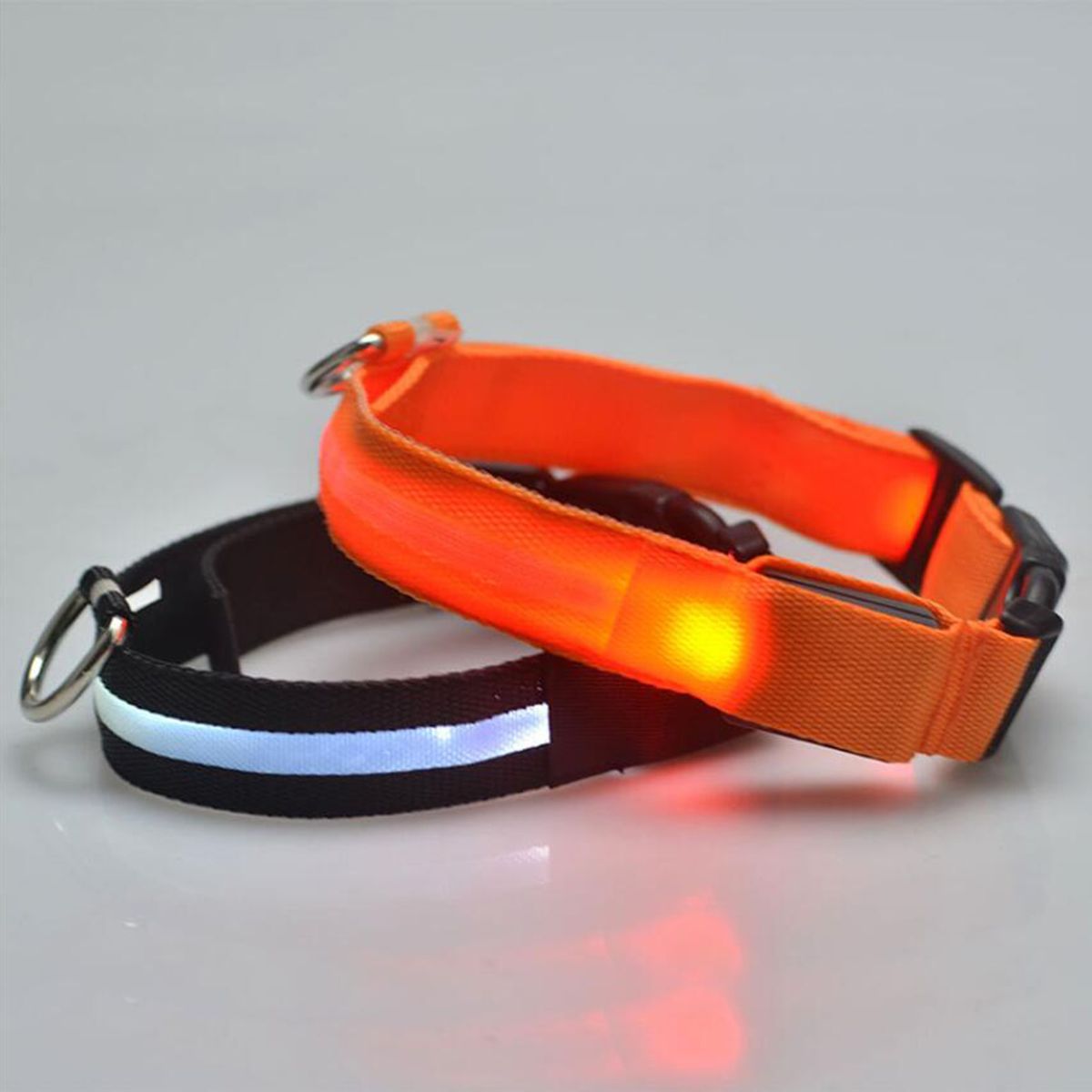 Pet Light Up LED Collar Dog Leash, Silk Mesh Nylon