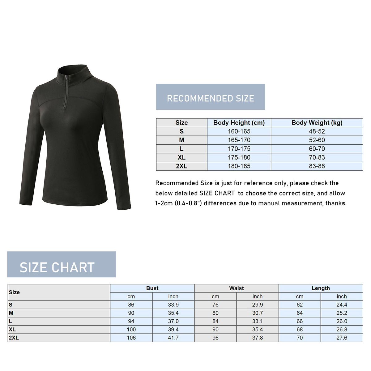 Women Sport Long Sleeve T-shirt Fleece Warm Quarter Zip
