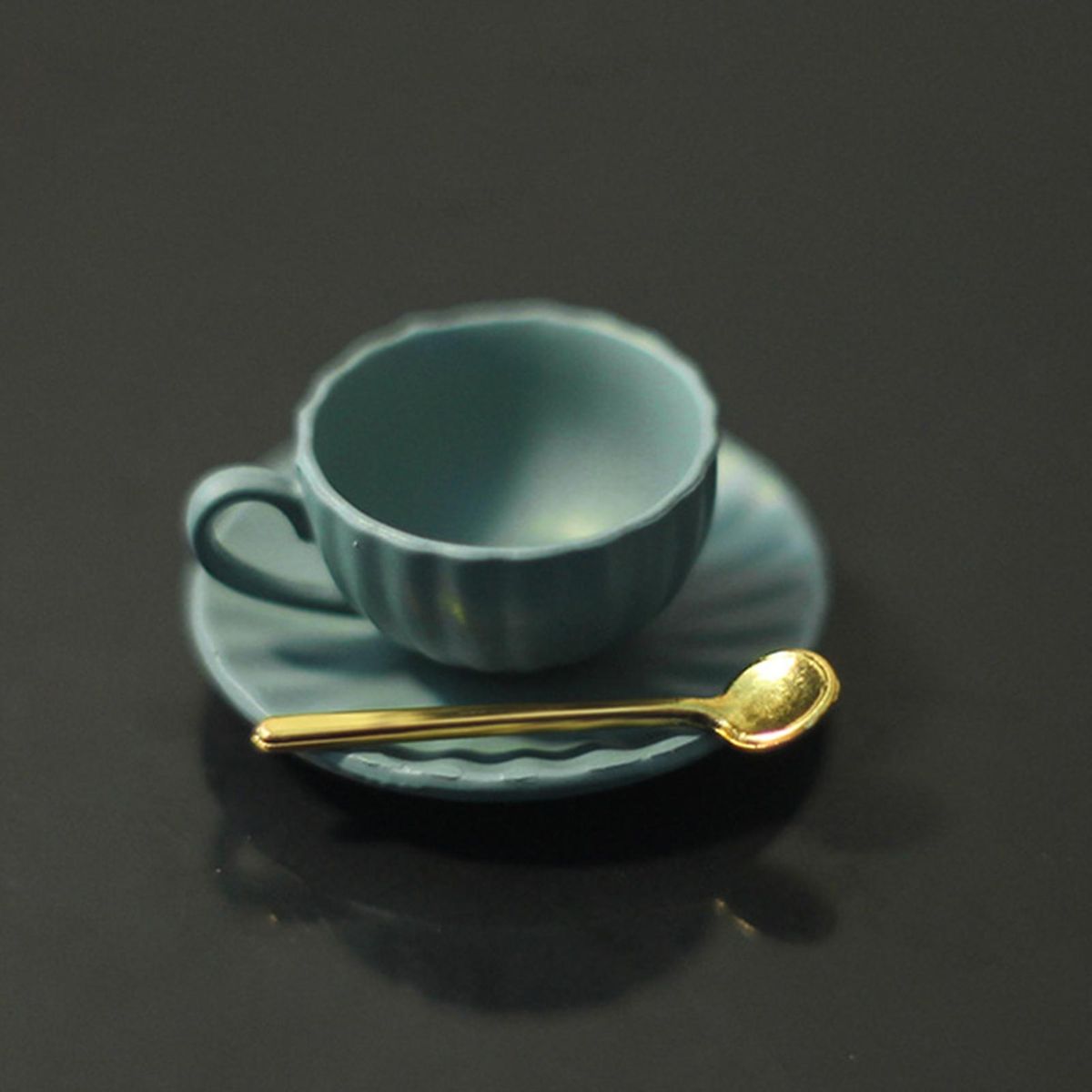 1 Set Miniature Cup Spoon Dollhouse Coffee Drinkware OB11 Doll Accessories Blue