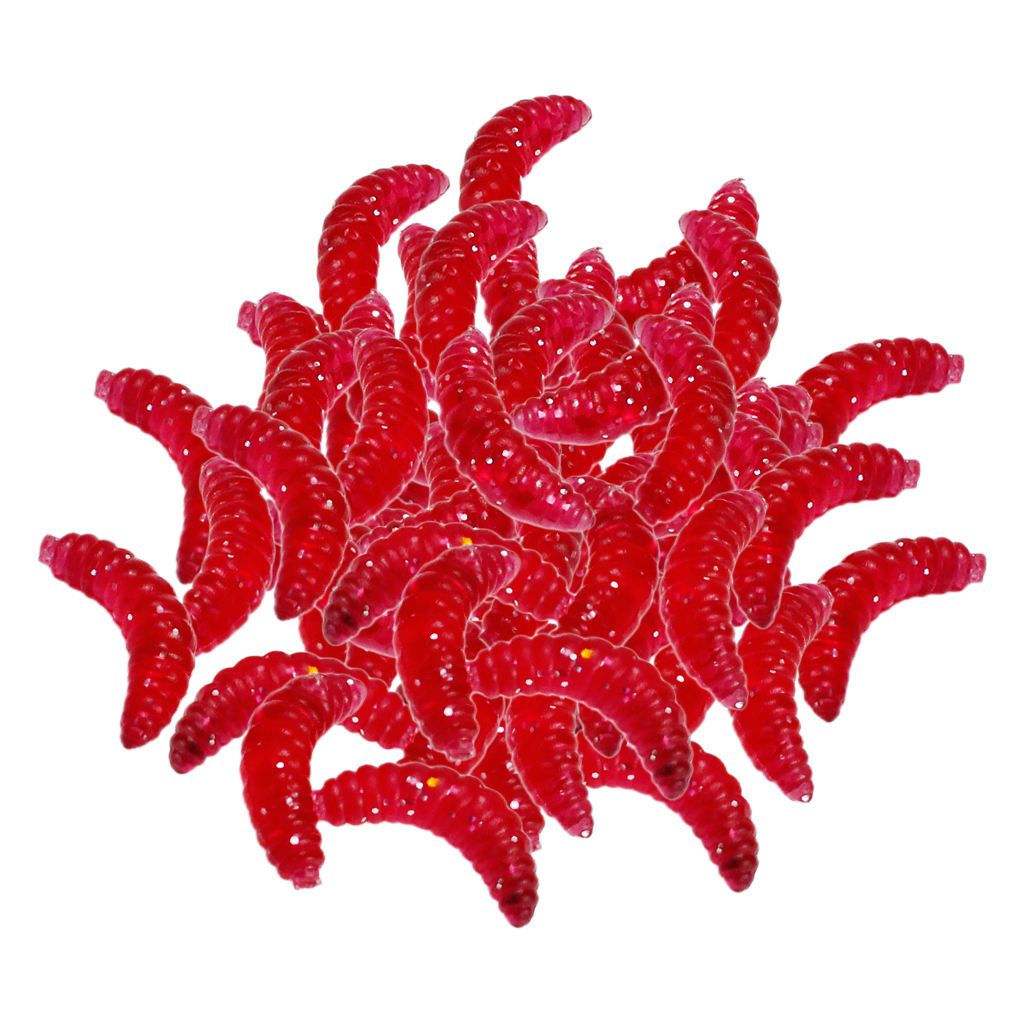 100Pcs Soft PVC Worm Maggot Grub Fishing Artificial Red