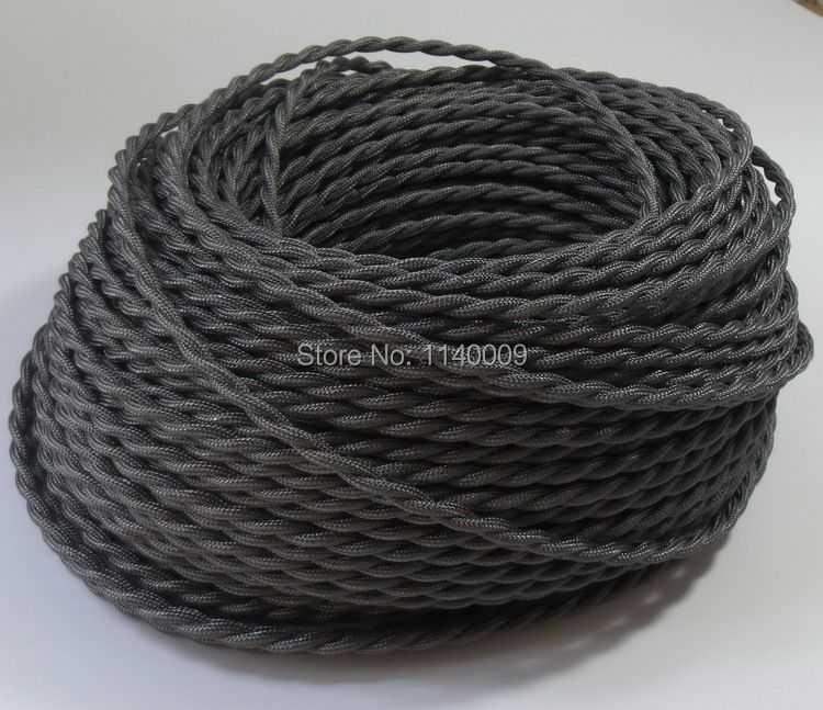 Light Meters Textile Lamp Lamp Vintage 2 Wire Vintage 10 Twisted Electrical Cable X 0.75mm2 Grey Wire Pendant Cord