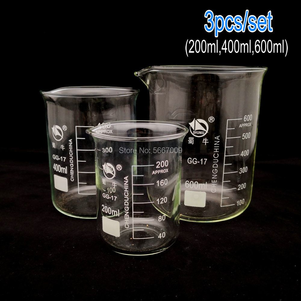 1set (200ml, 400ml, 600ml) Borosilicate Glass Beaker