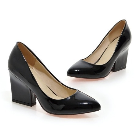Mid Heel Cooperate Shoe - Black