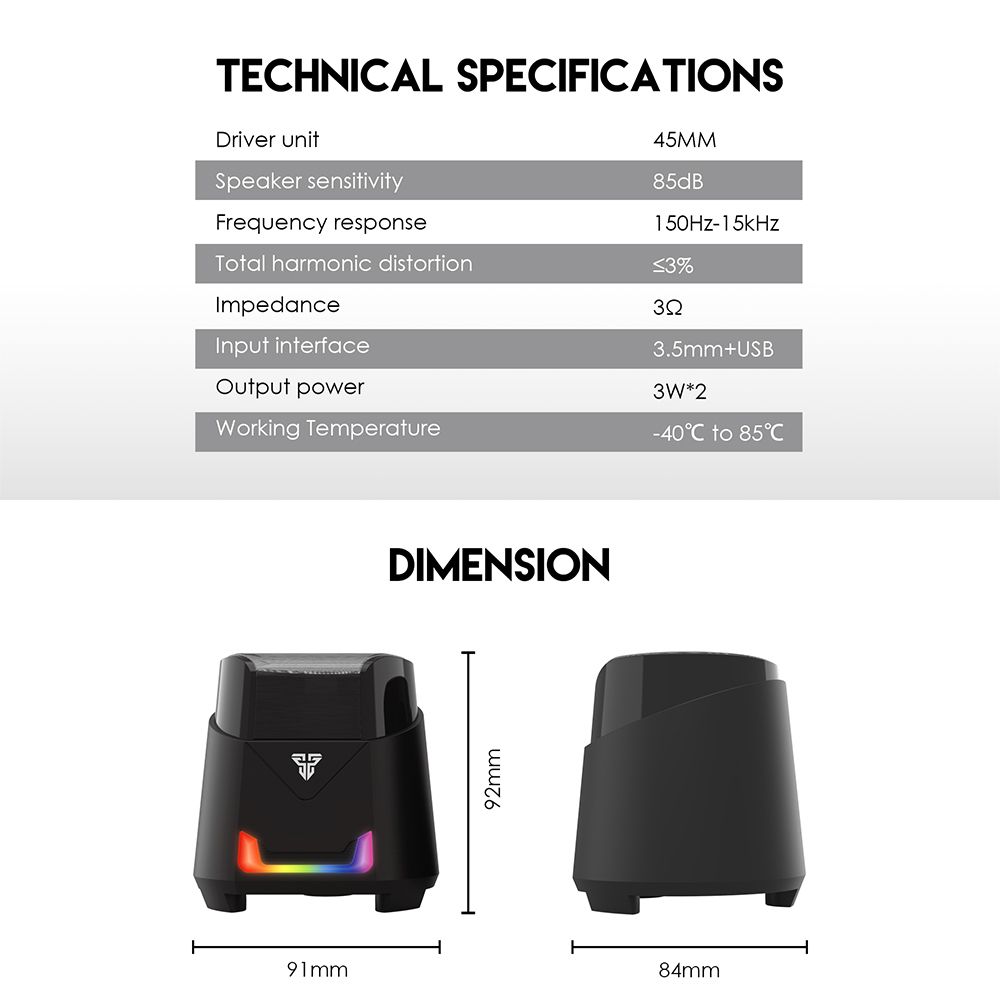 GS205 Gaming Speakers USB And 3.5MM Plug Mini Wired RGB Speakers For PC LAPTOP Speakers Gamer