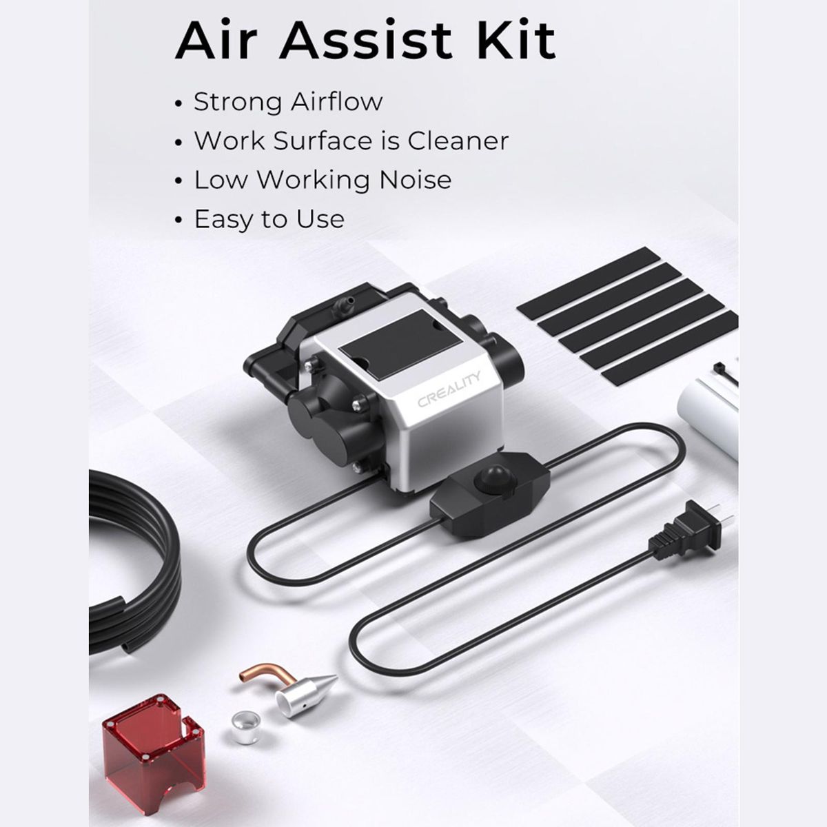Creality Official Air Assist Kit for Laser Falcon 10W Laser Cutter and Engraver Pump Air Compressor with Adjustable 22L/Min Easy to Remove Smoke and Dust Reduce Surface Temperature Low Noise