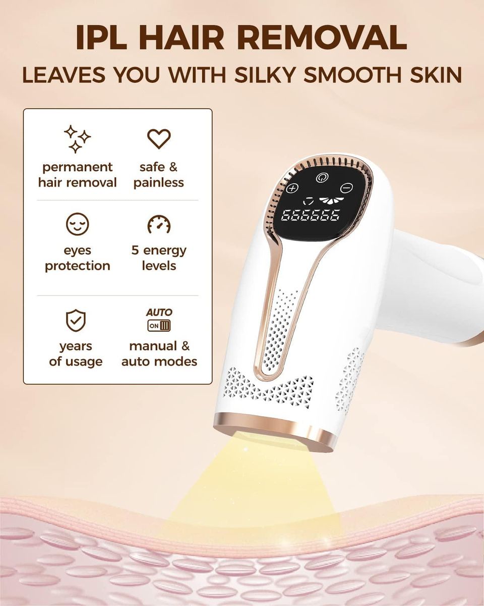 Laser Hair Removal for Women and Man Hair Remover Device Professional Hair Removal For Facial Body At-Home Upgraded to 999,999 Permanent Flashes