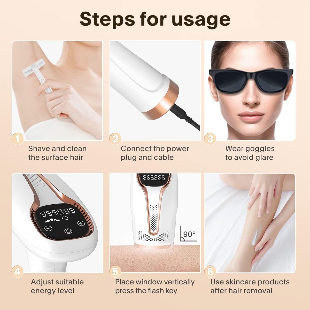 Laser Hair Removal for Women and Man Hair Remover Device Professional Hair Removal For Facial Body At-Home Upgraded to 999,999 Permanent Flashes