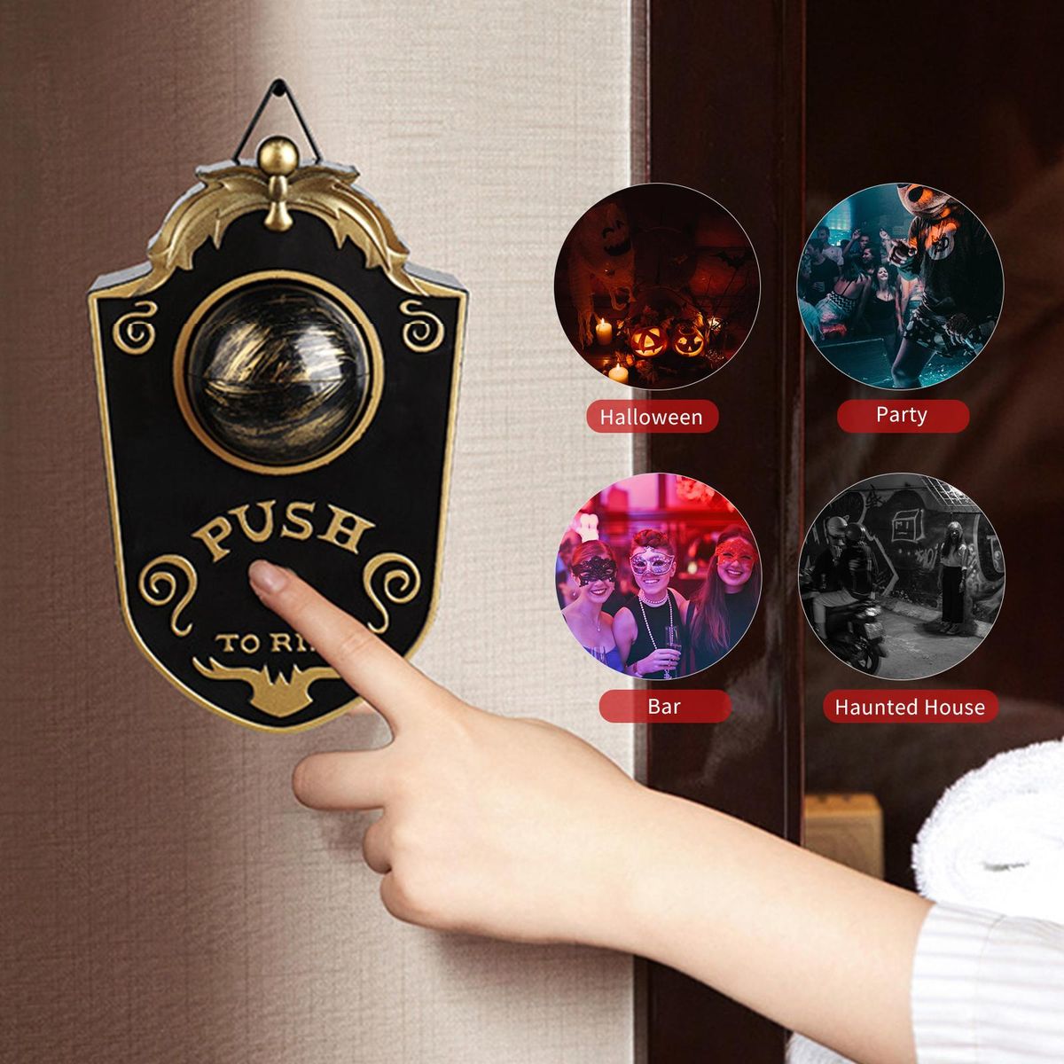 Halloween Doorbell with LED Lightup Eyeball Creepy Sounds Scary Haunted Doorbell Halloween Decoration with Movable Eyeball for Home Party Bar Haunted House Decoration