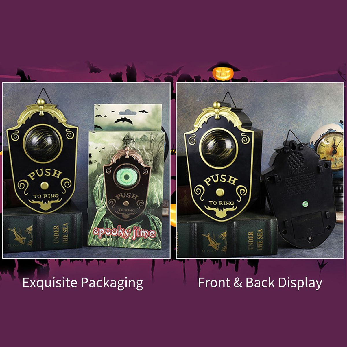 Halloween Doorbell with LED Lightup Eyeball Creepy Sounds Scary Haunted Doorbell Halloween Decoration with Movable Eyeball for Home Party Bar Haunted House Decoration