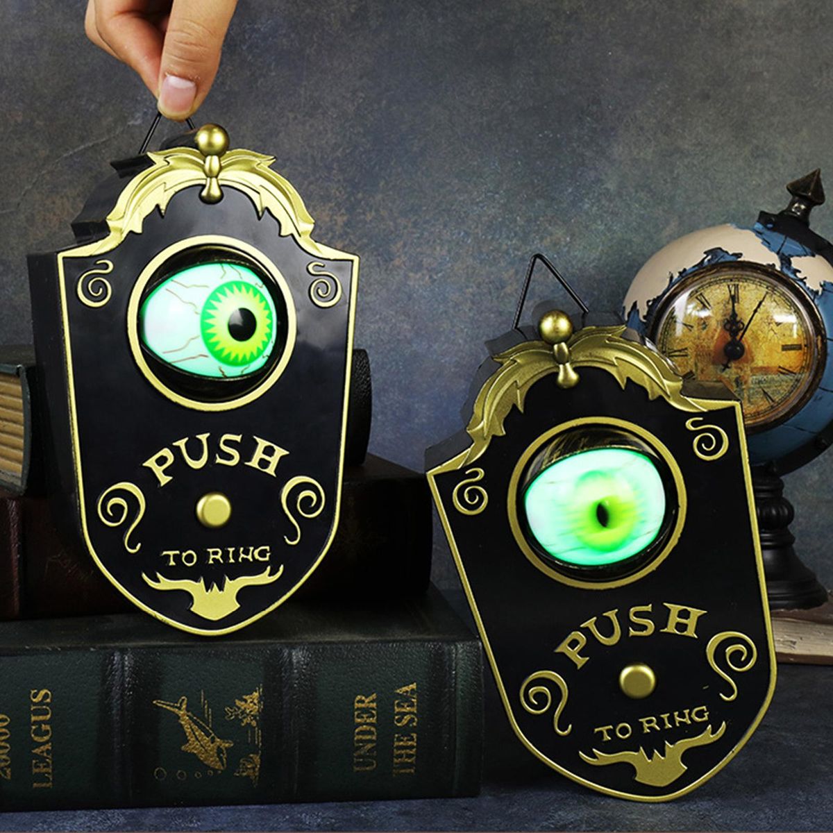 Halloween Doorbell with LED Lightup Eyeball Creepy Sounds Scary Haunted Doorbell Halloween Decoration with Movable Eyeball for Home Party Bar Haunted House Decoration