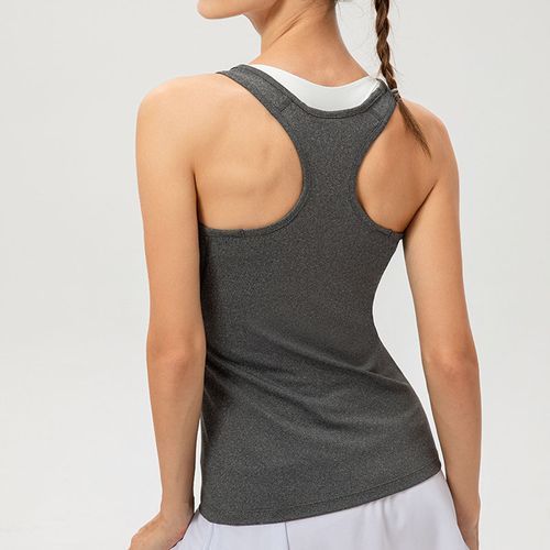 Women Workout Tops Yoga Running Sleeveless Gym Tank Sport Vest（Gray）
