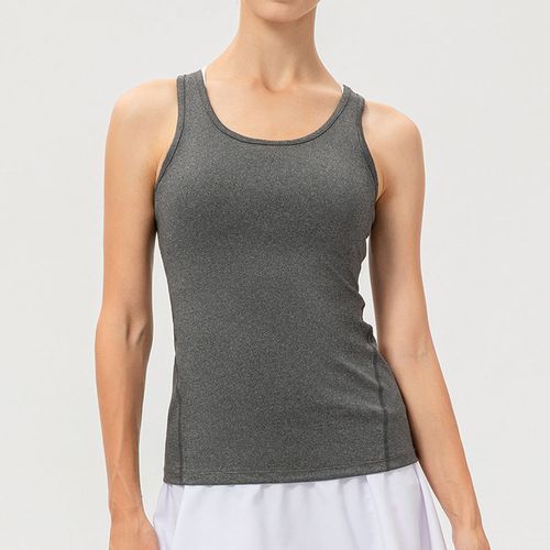 Women Workout Tops Yoga Running Sleeveless Gym Tank Sport Vest（Gray）