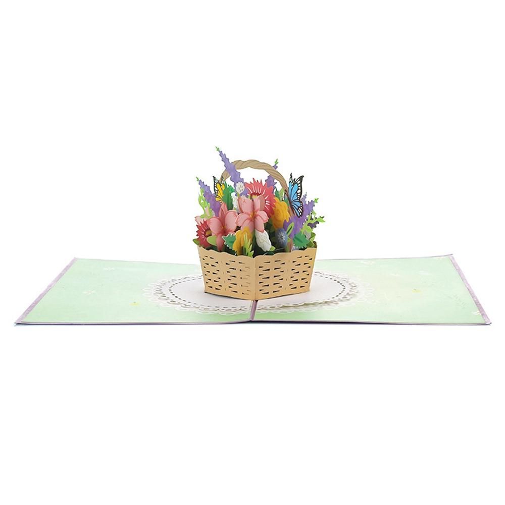 Flower Basket PopUp Card, 3D Greeting Card for Mother's Day, Valentines Day, Thinking of You, Thank You, Wedding