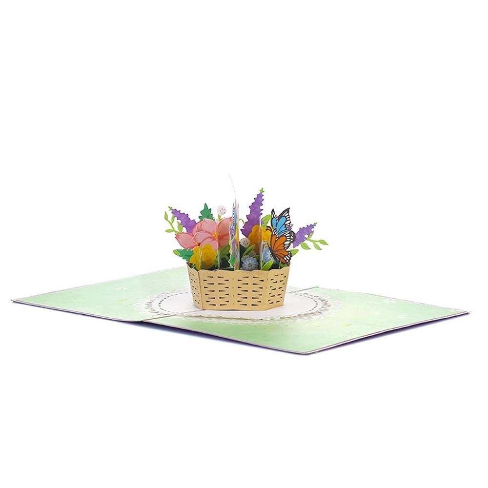 Flower Basket PopUp Card, 3D Greeting Card for Mother's Day, Valentines Day, Thinking of You, Thank You, Wedding