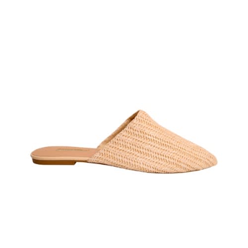 Flat Plaited Mules -  Cream