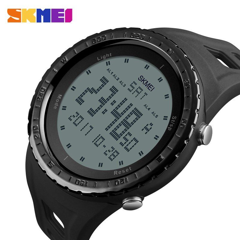 Sports Watch Men Countdown Chrono Double Time EL Light Digital Wristwatches 50M Waterproof Watches