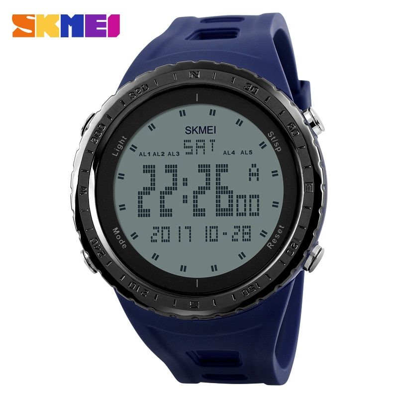 Sports Watch Men Countdown Chrono Double Time EL Light Digital Wristwatches 50M Waterproof Watches