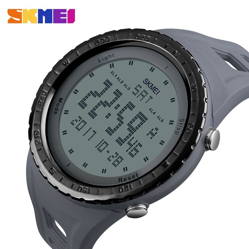 Sports Watch Men Countdown Chrono Double Time EL Light Digital Wristwatches 50M Waterproof Watches