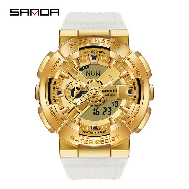 Sanda-Men's Digital Quartz Chronograph Watch Dual Display Fashion
