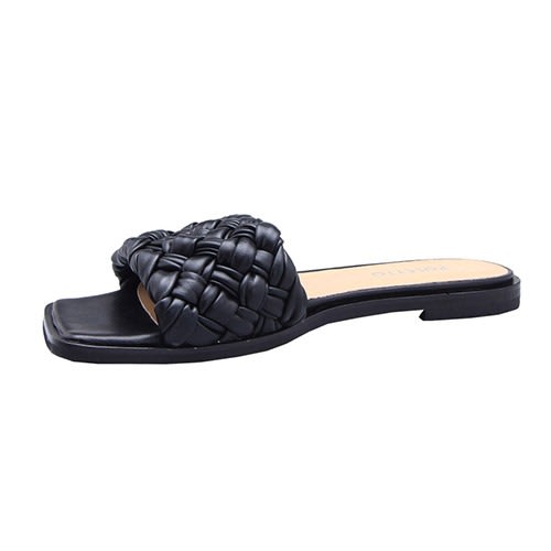 Hand Weave Slippers - Black