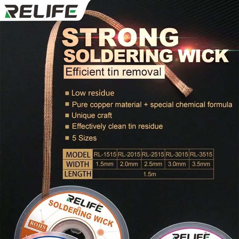 1.5M Solder Wick Remover 1.5mm 2.0mm 2.5mm 3.0mm 3.5mm Desoldering Braid Wick BGA Soldering Accessories