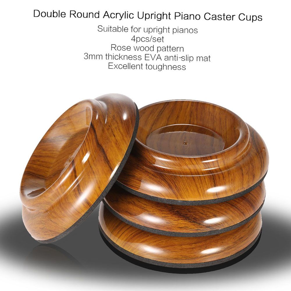 4pcs/set Double Round Acrylic Upright Piano Caster Cups W/