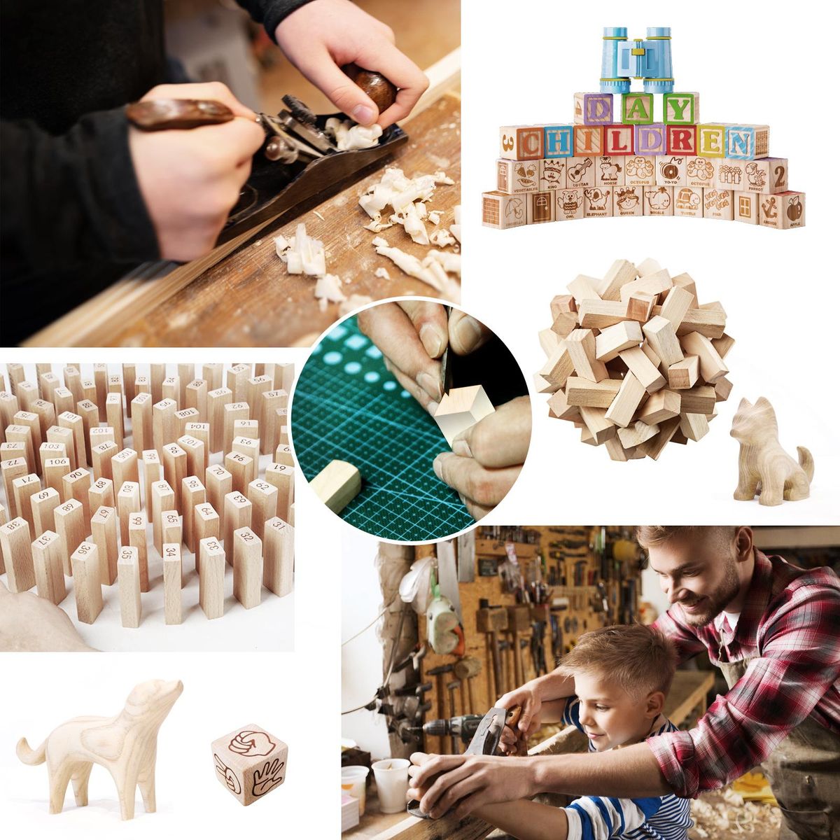50pcs Wooden -2inch - Wood Rectangle Blocks For Crafts &