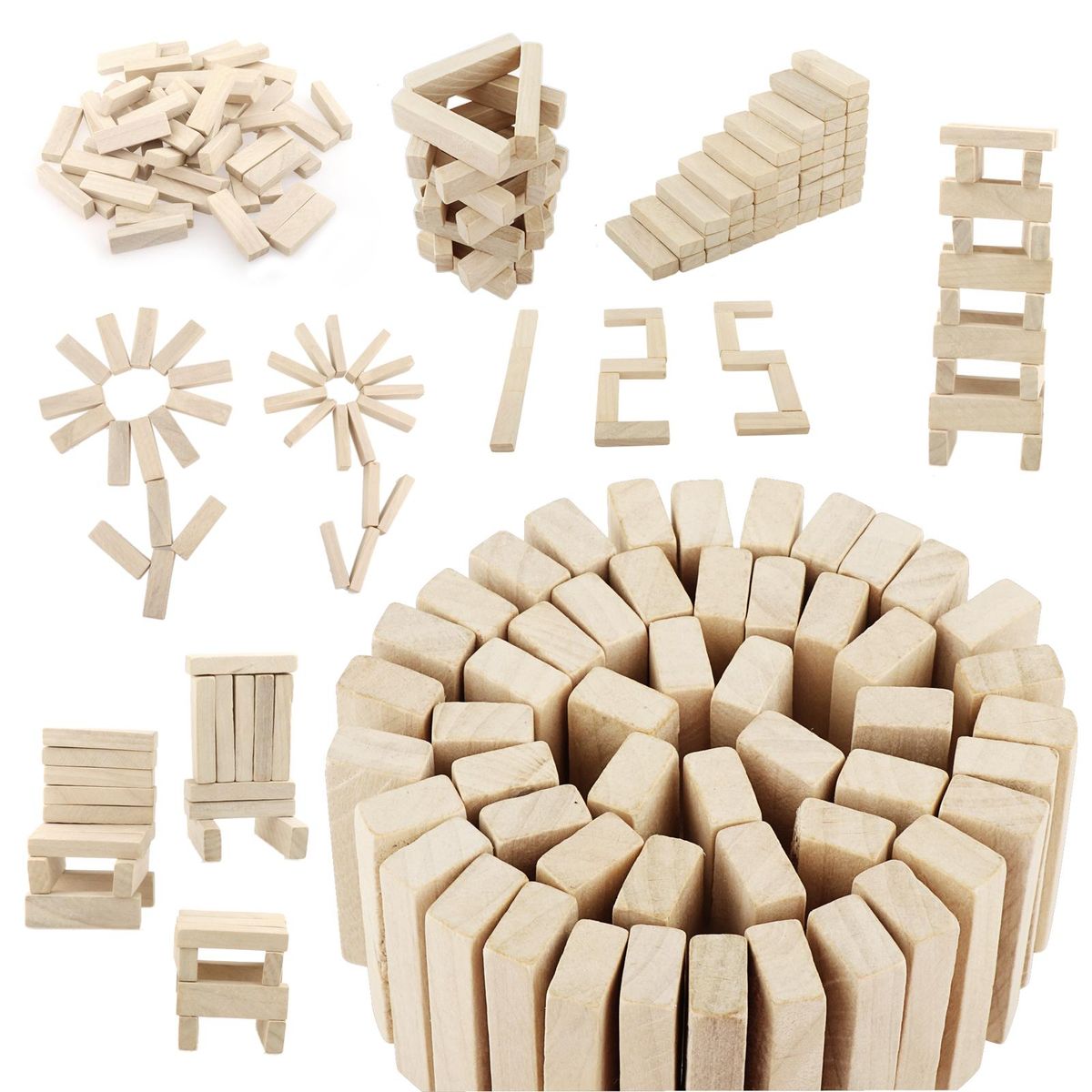 50pcs Wooden -2inch - Wood Rectangle Blocks For Crafts &