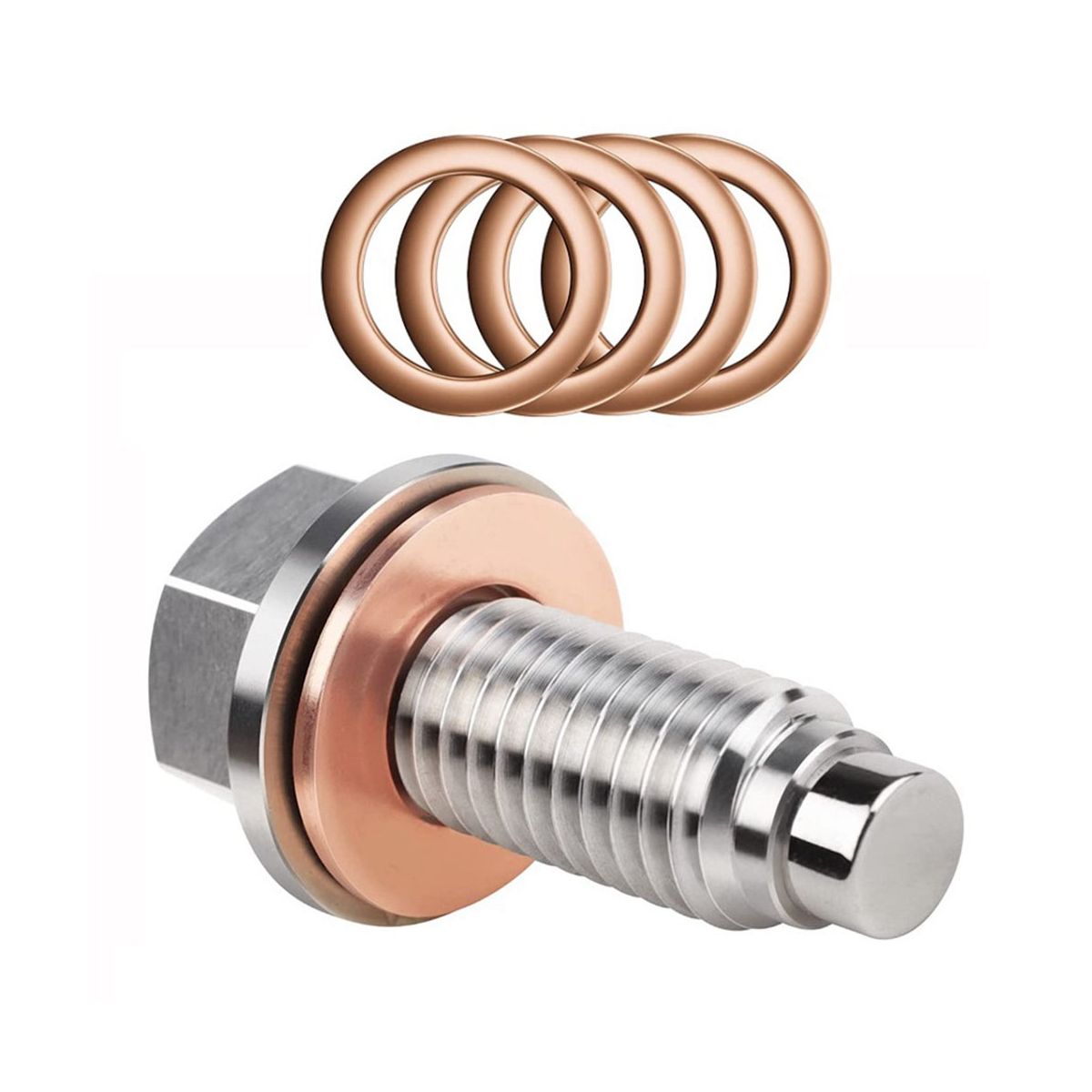 Magnetic Oil Drain Plug M12X175 - Neodymium Magnet Stainless Steel Bolt - with 5Coopers Washer - Heavy Duty Oil Plug